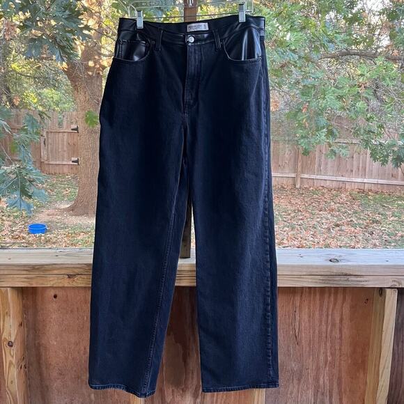 Abercrombie & Fitch Women's The 90's Relaxed Jean High Rise Black Size 14 Long - Picture 1 of 9